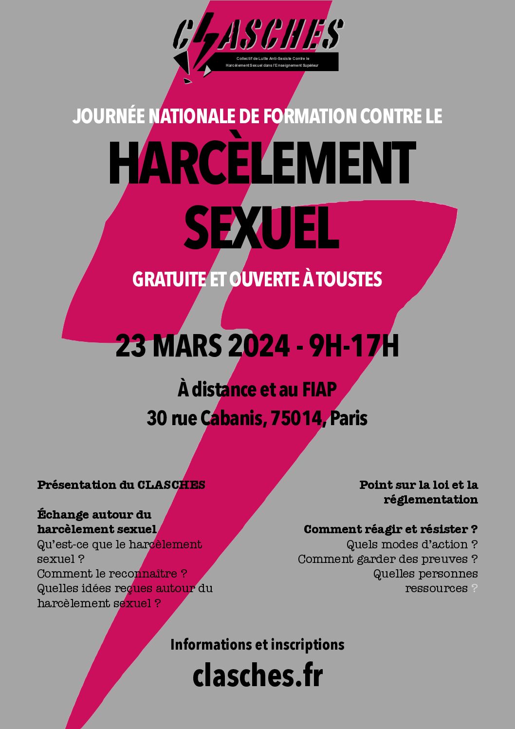 Formation nationale CLASCHES le 23 mars 2024 à Paris